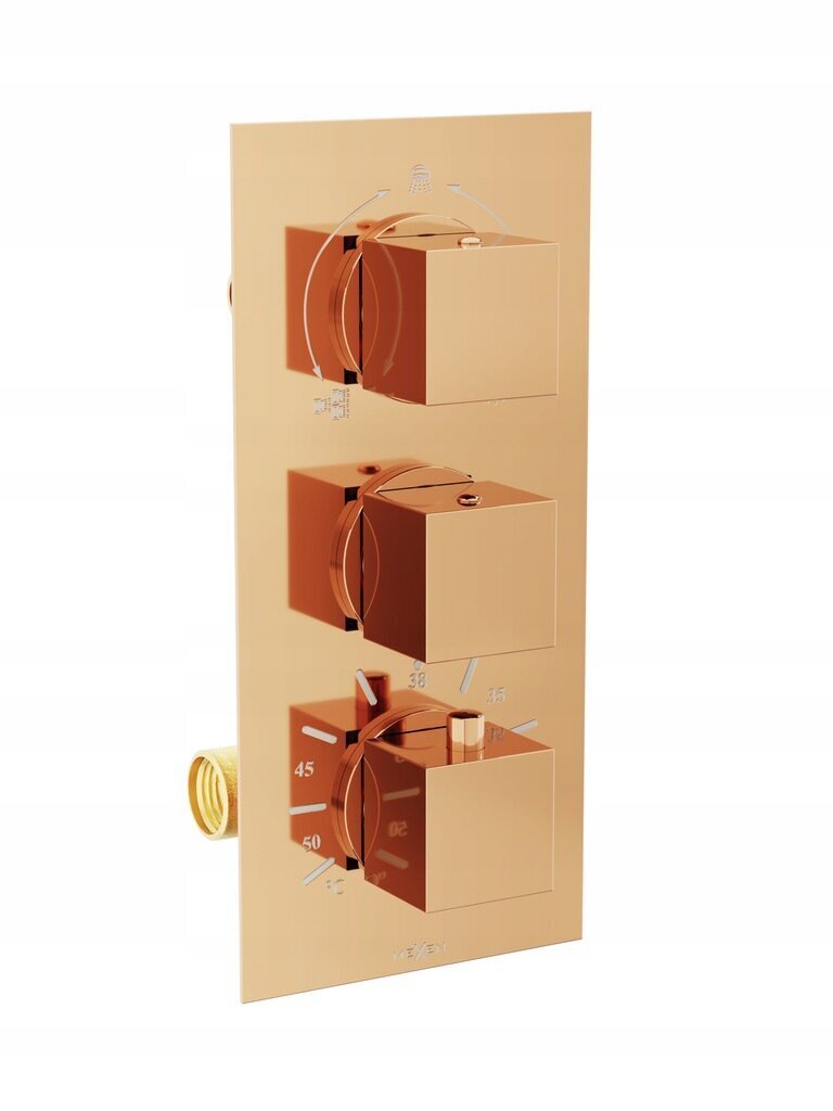 Varjatud duši- ja vannikomplekt termostaadiga Mexen Cube 7in1, 30x30 cm, Rose Gold цена и информация | Dušikomplektid ja süsteemid | hansapost.ee
