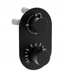 Varjatud duši- ja vannikomplekt termostaadiga Mexen Kai 7in1, 30 cm, Black цена и информация | Душевые комплекты и панели | hansapost.ee