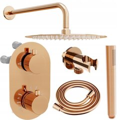 Varjatud dušikomplekt termostaadiga Mexen Kai 6in1, 30 cm, Rose Gold цена и информация | Душевые комплекты и панели | hansapost.ee