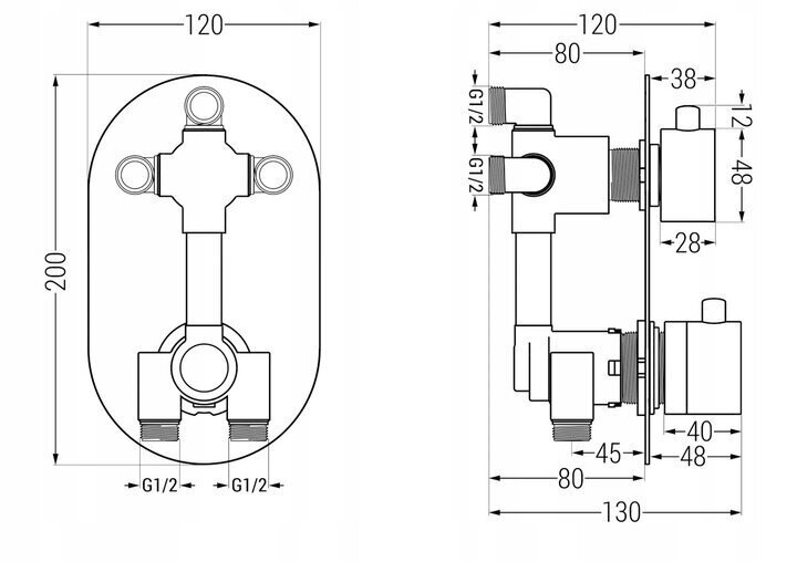 Varjatud dušikomplekt termostaadiga Mexen Kai 6in1, 25 cm, Graphite hind ja info | Dušikomplektid ja süsteemid | hansapost.ee