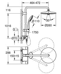 Grohe Vitalio Joy 260 termostaadiga dušisüsteem, kroomitud, 26403001 цена и информация | Душевые комплекты и панели | hansapost.ee