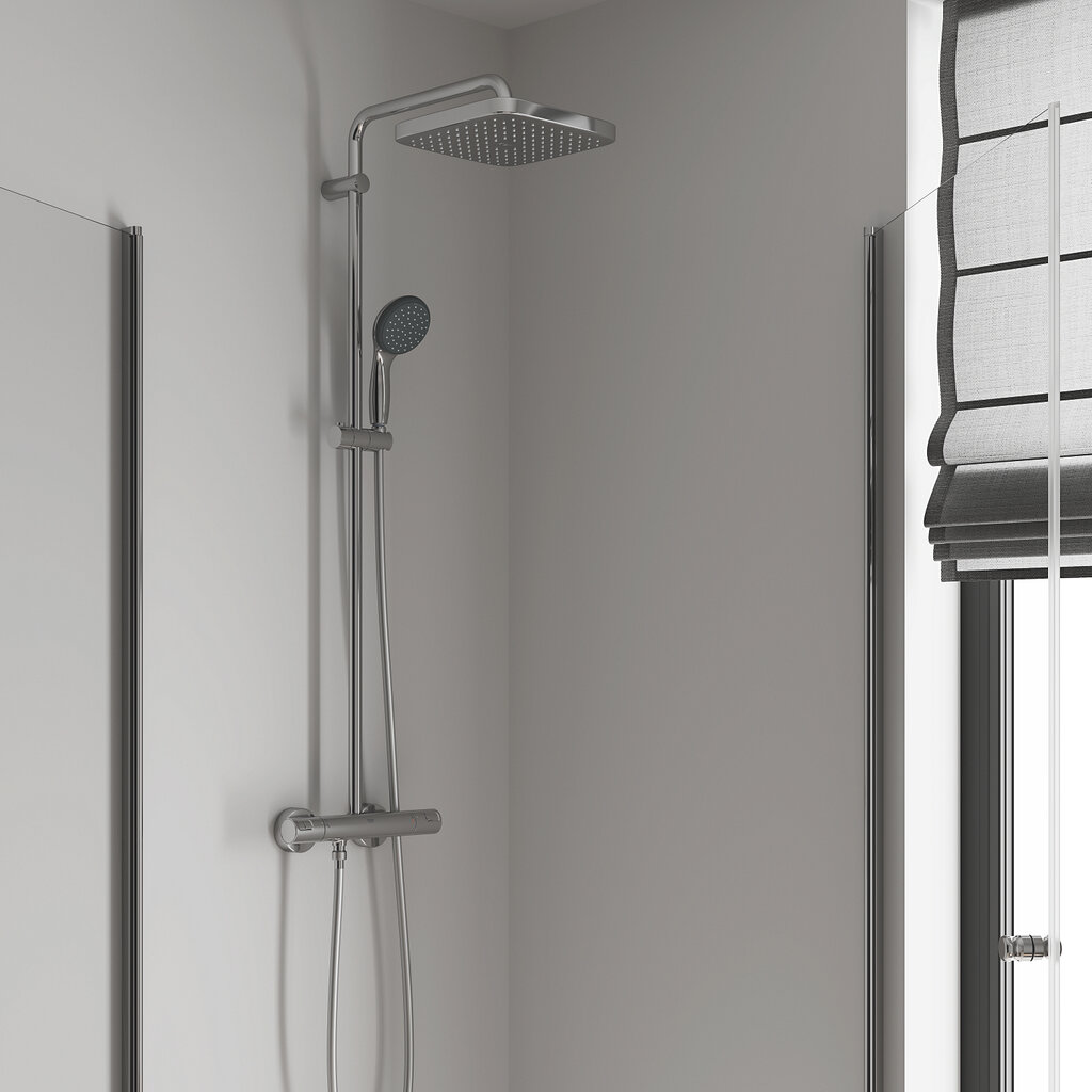 Grohe Vitalio Start 250 Cube termostaadiga dušisüsteem, kroom, 26696000 hind ja info | Dušikomplektid ja süsteemid | hansapost.ee