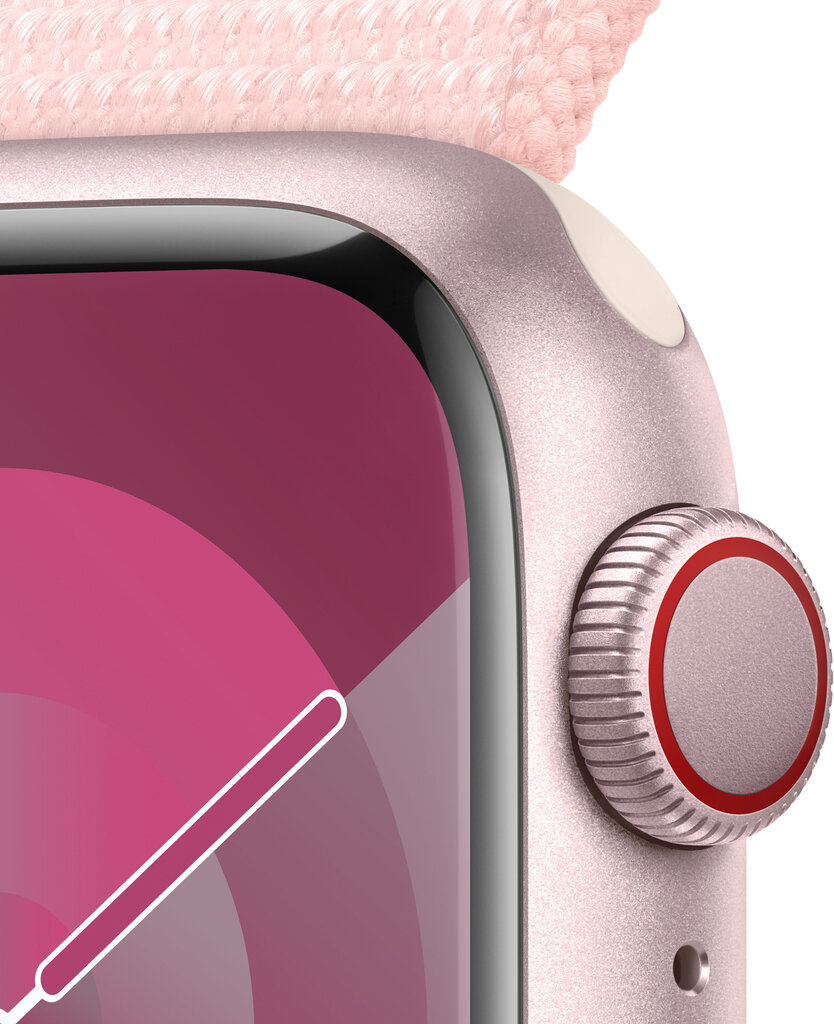 Apple Watch Series 9 GPS + Cellular 41mm Pink Aluminium Case with Light Pink Sport Loop MRJ13ET/A hind ja info | Nutikellad, laste nutikellad | hansapost.ee