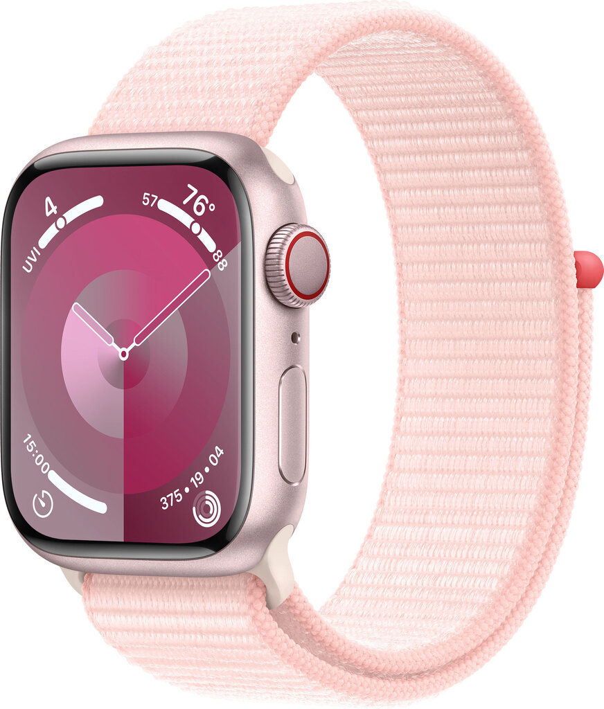 Apple Watch Series 9 GPS + Cellular 41mm Pink Aluminium Case with Light Pink Sport Loop MRJ13ET/A hind ja info | Nutikellad, laste nutikellad | hansapost.ee