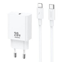 Wall charger Remax, RP-U5, USB-C, 20W (white) + Lightning cable цена и информация | Зарядные устройства для телефонов | hansapost.ee