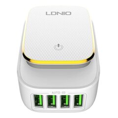 LDNIO LDNIO A4405 4USB, светодиодная лампа Сетевое зарядное устройство + кабель microUSB цена и информация | Зарядные устройства для телефонов | hansapost.ee