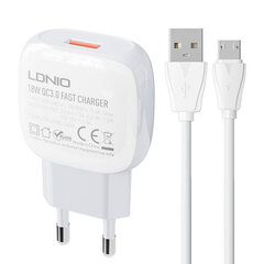 LDNIO Сетевое зарядное устройство LDNIO A1306Q 18 Вт + кабель USB-C цена и информация | Зарядные устройства для телефонов | hansapost.ee