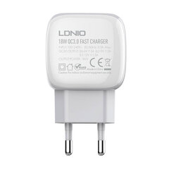 LDNIO Сетевое зарядное устройство LDNIO A1306Q 18 Вт + кабель USB-C цена и информация | Зарядные устройства для телефонов | hansapost.ee