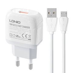 LDNIO Сетевое зарядное устройство LDNIO A1307Q 18 Вт + кабель USB-C цена и информация | Зарядные устройства для телефонов | hansapost.ee
