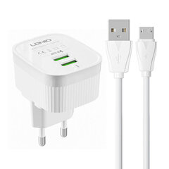 LDNIO Сетевое зарядное устройство LDNIO A201 2USB + кабель USB-C цена и информация | Зарядные устройства для телефонов | hansapost.ee