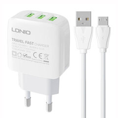 LDNIO Сетевое зарядное устройство LDNIO A3312 3USB + кабель Lightning цена и информация | Зарядные устройства для телефонов | hansapost.ee