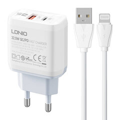 Wall charger  LDNIO A2421C USB, USB-C 22.5W + Lightning cable цена и информация | Зарядные устройства для телефонов | hansapost.ee