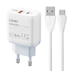 Wall charger  LDNIO A2421C USB, USB-C 22.5W + Lightning cable цена и информация | Зарядные устройства для телефонов | hansapost.ee