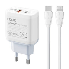 Wall charger  LDNIO A2421C USB, USB-C 22.5W + Lightning cable цена и информация | Зарядные устройства для телефонов | hansapost.ee