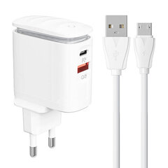 LDNIO Сетевое зарядное устройство LDNIO A2423C USB, USB-C + USB-C — кабель USB-C цена и информация | Зарядные устройства для телефонов | hansapost.ee