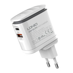 LDNIO Сетевое зарядное устройство LDNIO A2423C USB, USB-C + USB-C - Кабель Lightning цена и информация | Зарядные устройства для телефонов | hansapost.ee