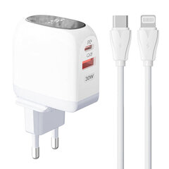 LDNIO Сетевое зарядное устройство LDNIO A2522C USB, USB-C 30 Вт + USB-C — кабель USB-C цена и информация | Зарядные устройства для телефонов | hansapost.ee