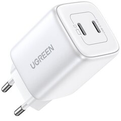 Сетевая зарядка Ugreen CD294 Nexode GaN 2xUSB-C 45Вт, белая цена и информация | Зарядные устройства для телефонов | hansapost.ee