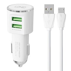 Автомобильная зарядка Ldnio DL-C29 (3.4A) с 2 USB разъемами + lightning белая цена и информация | Зарядные устройства для телефонов | hansapost.ee