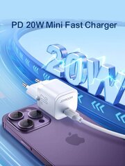Mini charger USB C 20W PD Joyroom JR-TCF02 - White цена и информация | Зарядные устройства для телефонов | hansapost.ee