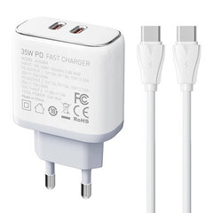 LDNIO Сетевое зарядное устройство LDNIO A2528C 2USB-C 35 Вт + USB-C — кабель USB-C цена и информация | Зарядные устройства для телефонов | hansapost.ee