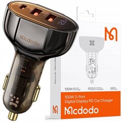 Mcdodo Автомобильное зарядное устройство Mcdodo CC-2300, 2xUSB + USB-C, с дисплеем, 100 Вт (черное) цена и информация | Зарядные устройства для телефонов | hansapost.ee