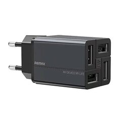 Wall charger Remax, RP-U43, 4x USB, 3.4A (black) цена и информация | Зарядные устройства для телефонов | hansapost.ee