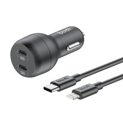 Budi Car Charger, 2x USB-C, 40W, PD + USB-C to Lightning Cable (Black) цена и информация | Зарядные устройства для телефонов | hansapost.ee