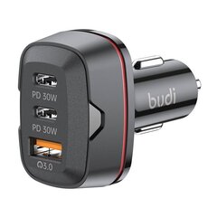 Budi car charger, USB + 2x USB-C, 60W, PD + QC (black) цена и информация | Budi Телефоны и аксессуары | hansapost.ee