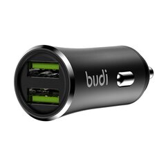 Budi Car Charger, 2x USB, 2.4A + 3in1 USB to USB-C | Lightning | Micro USB Cable (Black) цена и информация | Зарядные устройства для телефонов | hansapost.ee