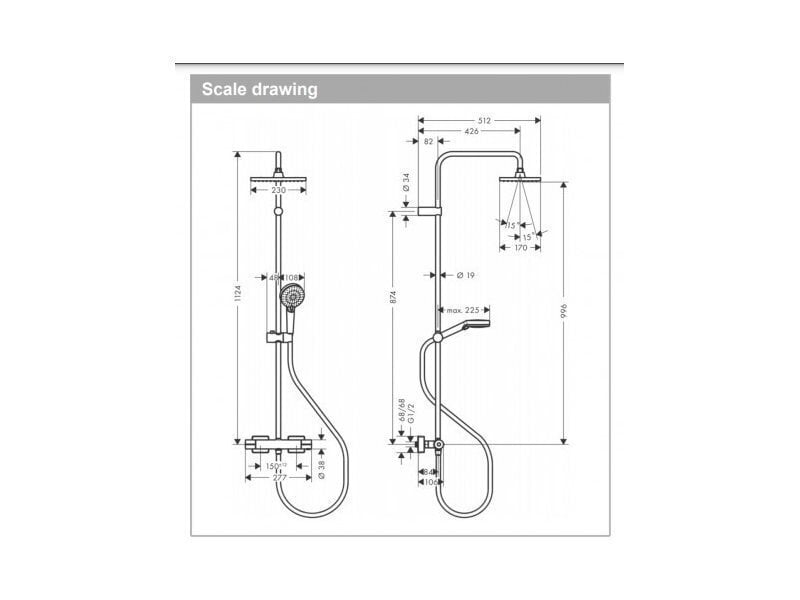 Hansgrohe Vernis Shape 230 termostaatiline dušisüsteem, 26286000 hind ja info | Dušikomplektid ja süsteemid | hansapost.ee