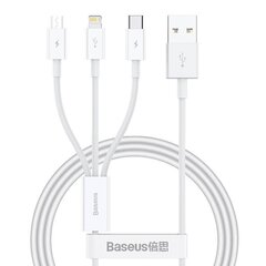 Quick Charge USB to M+L+C  Baseus Superior Data 3.5A 0,5m (White) цена и информация | Кабели для телефонов | hansapost.ee