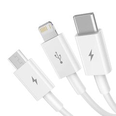 Quick Charge USB to M+L+C  Baseus Superior Data 3.5A 0,5m (White) цена и информация | Borofone 43757-uniw | hansapost.ee