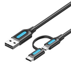 USB 2-в-1 USB 2.0 — USB-C/Micro-B USB-кабель Vention CQDBF, 1 м (черный) цена и информация | Borofone 43757-uniw | hansapost.ee