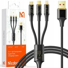 Кабель Mcdodo Micro USB, Lightning, Usb-C 3in1 6A 100W цена и информация | Кабели для телефонов | hansapost.ee