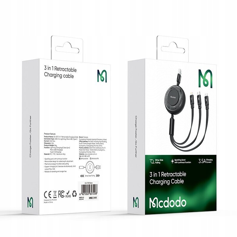 Mcdodo 3in1 CA-3570 hind ja info | Mobiiltelefonide kaablid | hansapost.ee