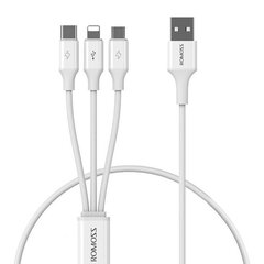 Romoss Romoss CB251V 3in1 USB-C / Lightning / Micro 3.5A 1.2м USB-кабель (белый) цена и информация | Кабели для телефонов | hansapost.ee