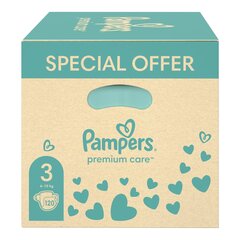 Подгузники Pampers Premium Care размер 3, 6–10 кг, 120 шт. + ПОДАРОК Harmonie Aqua 48 салфетки для младенцев цена и информация | Подгузники | hansapost.ee