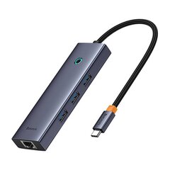 Hub 6w1 Baseus UltraJoy 6-Port ( USB-C to 1xHDMI4K@30Hz + 3xUSB 3.0 + 1xPD +RJ45) цена и информация | Адаптеры и USB-hub | hansapost.ee