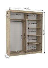 Шкаф ADRK Furniture со светодиодным освещением Rosette 180, черный цвет цена и информация | Шкафы | hansapost.ee