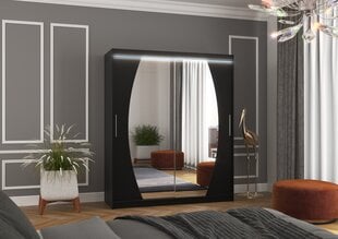 Шкаф ADRK Furniture со светодиодной подсветкой Baltimore 180, черный цвет цена и информация | Шкафы | hansapost.ee