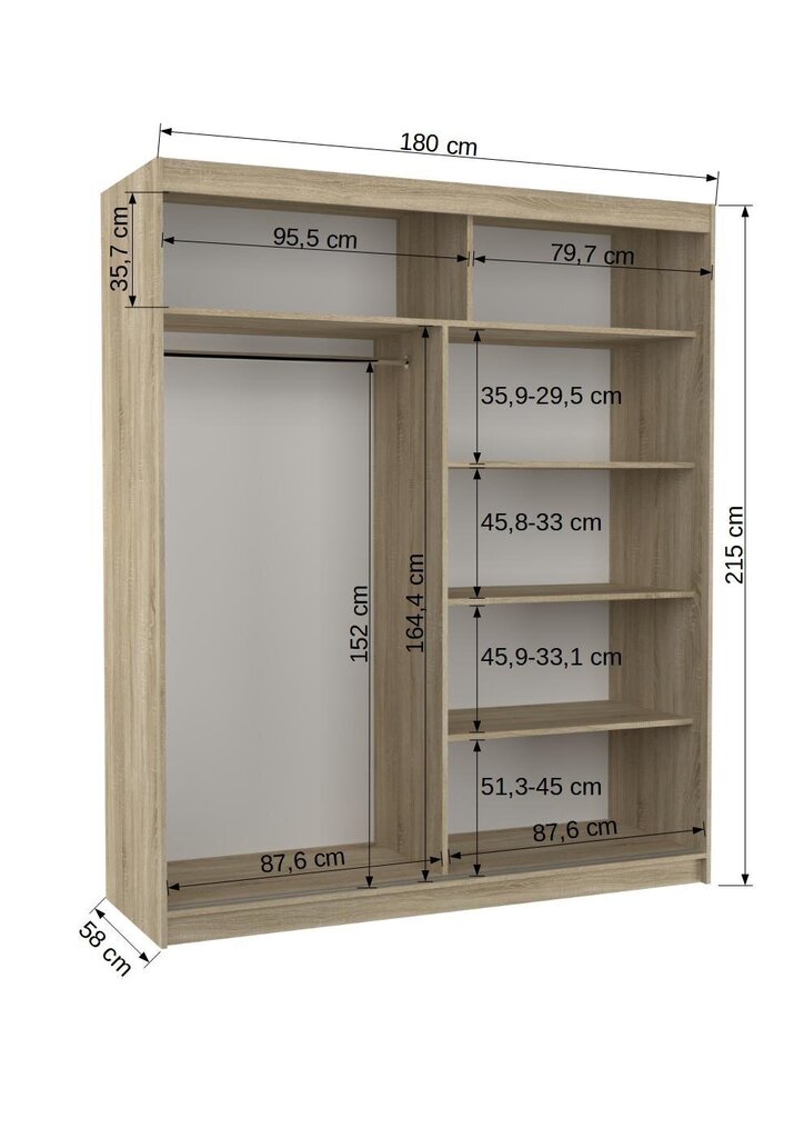 Kapp ADRK Furniture Lincoln 180, beež hind ja info | Kapid | hansapost.ee