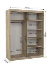 Шкаф ADRK Furniture со светодиодной подсветкой Martinez 150, белый цвет цена и информация | Шкафы | hansapost.ee