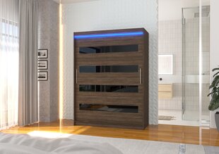 Шкаф ADRK Furniture со светодиодной подсветкой Martinez 150, коричневый цвет/черный цвет цена и информация | Шкафы | hansapost.ee