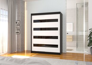 Шкаф ADRK Furniture Martinez 150, белый цвет/черный цвет цена и информация | Шкафы | hansapost.ee