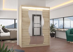 Шкаф ADRK Furniture со светодиодной подсветкой Renzo 150, бежевый цвет цена и информация | Шкафы | hansapost.ee