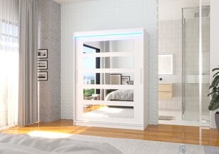 Шкаф ADRK Furniture со светодиодным освещением Murani 150, белый цвет цена и информация | Шкафы | hansapost.ee