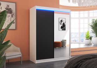 Шкаф ADRK Furniture со светодиодным освещением Jordi 150, черный цвет/белый цвет цена и информация | Шкафы | hansapost.ee
