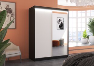Шкаф ADRK Furniture со светодиодным освещением Jordi 150, белый/черный цвет цена и информация | Шкафы | hansapost.ee