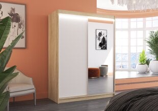 Шкаф ADRK Furniture со светодиодным освещением Jordi 150, белый цвет/песочный цена и информация | Шкафы | hansapost.ee